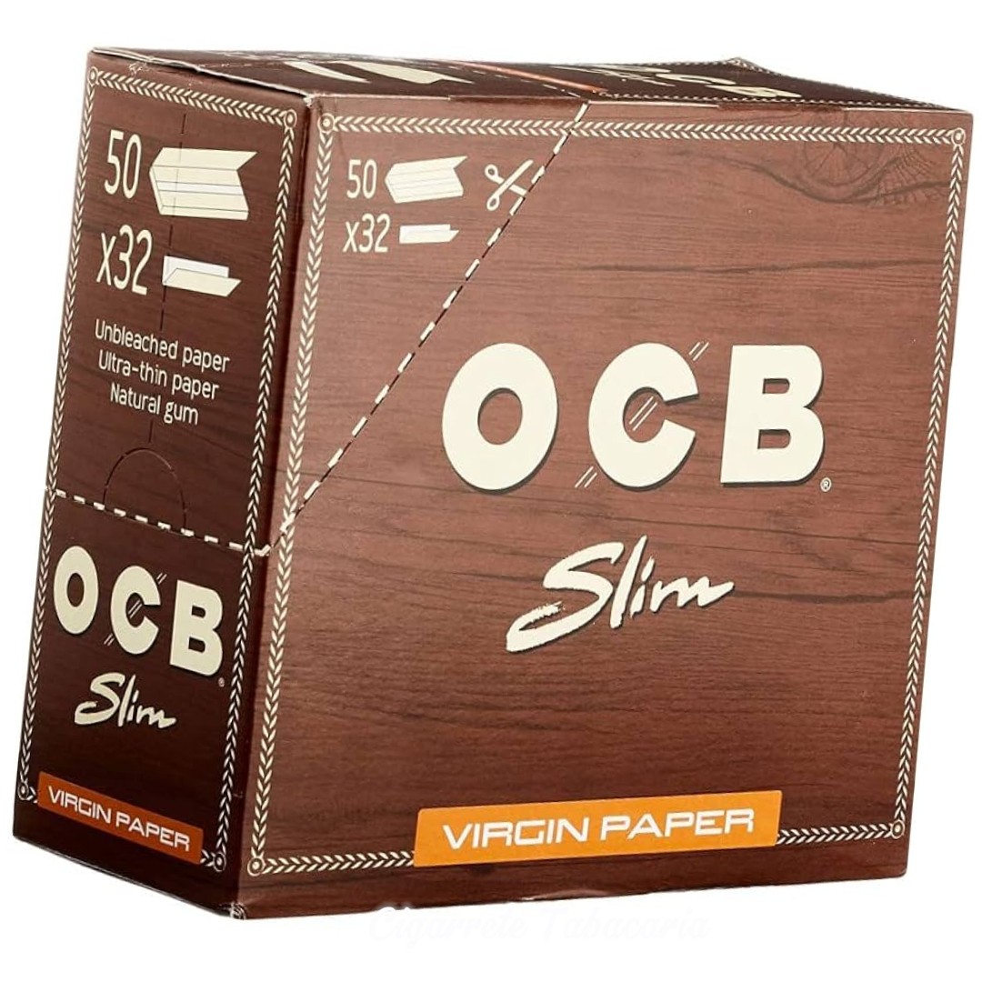 Caixa Seda Ocb Virgin Brown Slim C/50 Livretos Original - Imagem 3